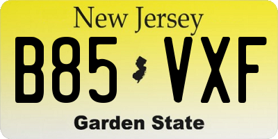 NJ license plate B85VXF
