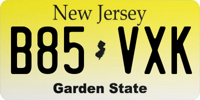 NJ license plate B85VXK