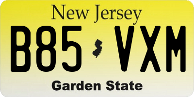 NJ license plate B85VXM