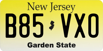 NJ license plate B85VXO