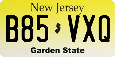 NJ license plate B85VXQ