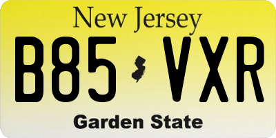 NJ license plate B85VXR