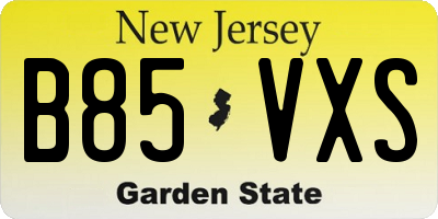 NJ license plate B85VXS