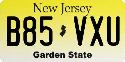 NJ license plate B85VXU