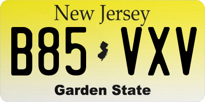 NJ license plate B85VXV