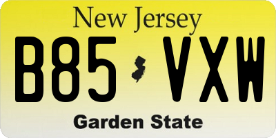 NJ license plate B85VXW