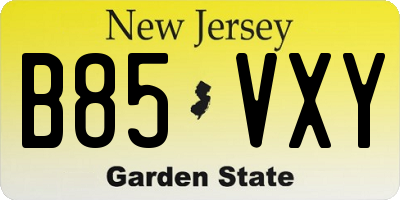 NJ license plate B85VXY