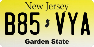 NJ license plate B85VYA