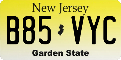 NJ license plate B85VYC