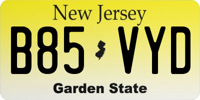 NJ license plate B85VYD