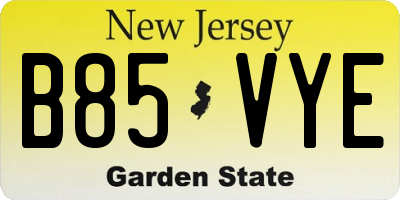 NJ license plate B85VYE