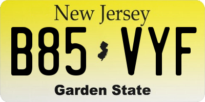 NJ license plate B85VYF