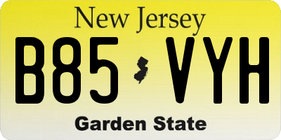 NJ license plate B85VYH