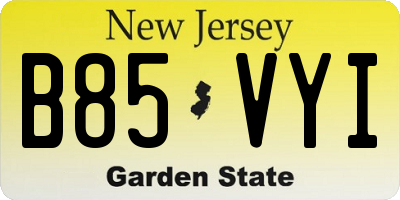 NJ license plate B85VYI
