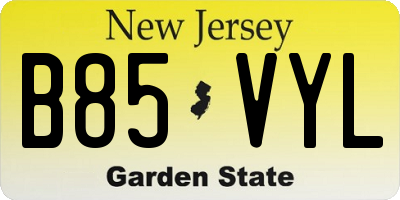 NJ license plate B85VYL