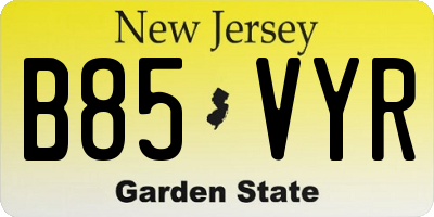 NJ license plate B85VYR