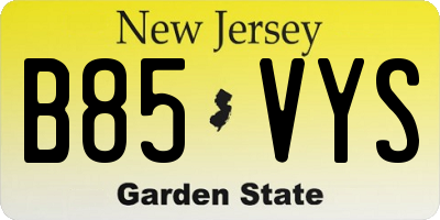 NJ license plate B85VYS