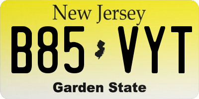 NJ license plate B85VYT