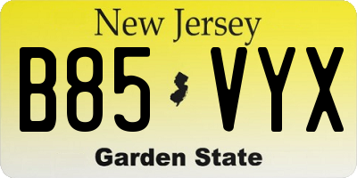 NJ license plate B85VYX