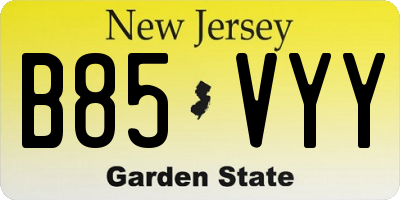 NJ license plate B85VYY