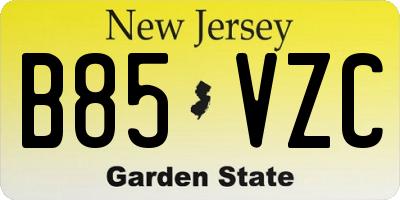 NJ license plate B85VZC
