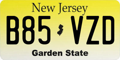 NJ license plate B85VZD
