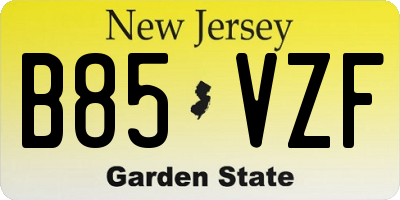 NJ license plate B85VZF