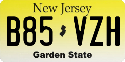 NJ license plate B85VZH