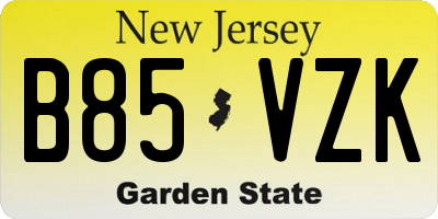 NJ license plate B85VZK