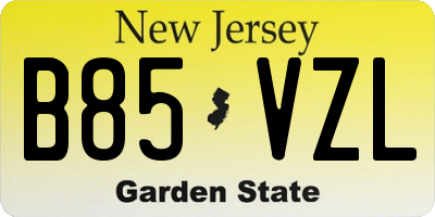 NJ license plate B85VZL
