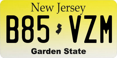 NJ license plate B85VZM