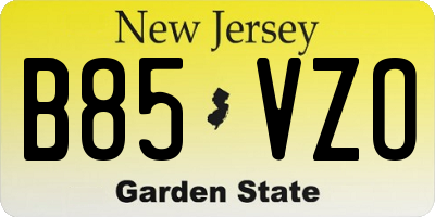 NJ license plate B85VZO