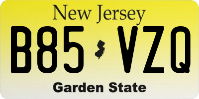 NJ license plate B85VZQ
