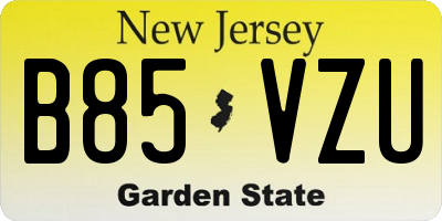 NJ license plate B85VZU