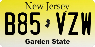NJ license plate B85VZW