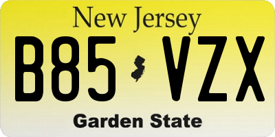 NJ license plate B85VZX