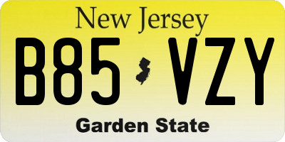 NJ license plate B85VZY