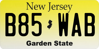 NJ license plate B85WAB