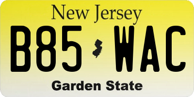 NJ license plate B85WAC