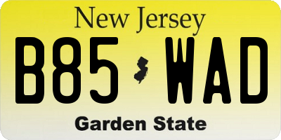 NJ license plate B85WAD