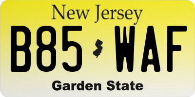 NJ license plate B85WAF