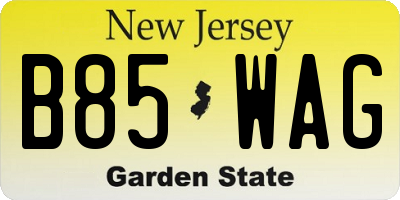 NJ license plate B85WAG