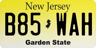 NJ license plate B85WAH