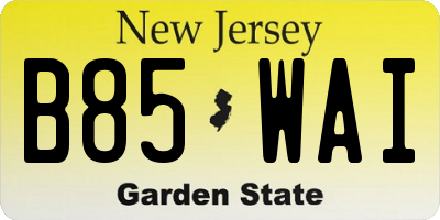 NJ license plate B85WAI