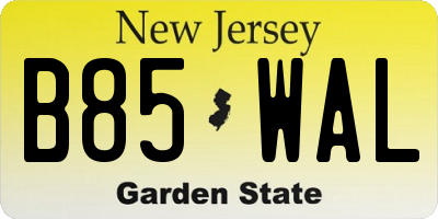 NJ license plate B85WAL