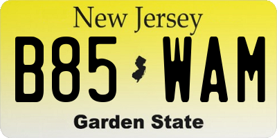 NJ license plate B85WAM