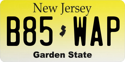 NJ license plate B85WAP