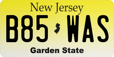 NJ license plate B85WAS