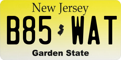 NJ license plate B85WAT
