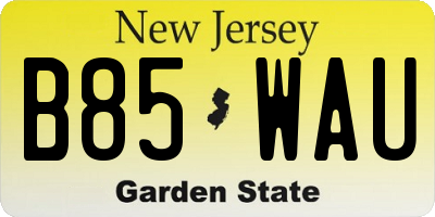 NJ license plate B85WAU